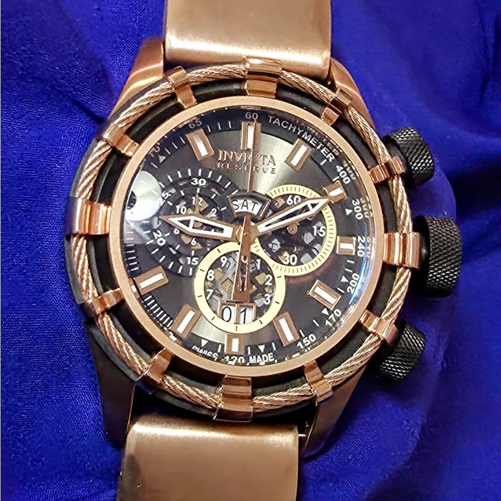 Invicta Swiss Made Rose Gold 50mm Chrono Men's Watch - Working
